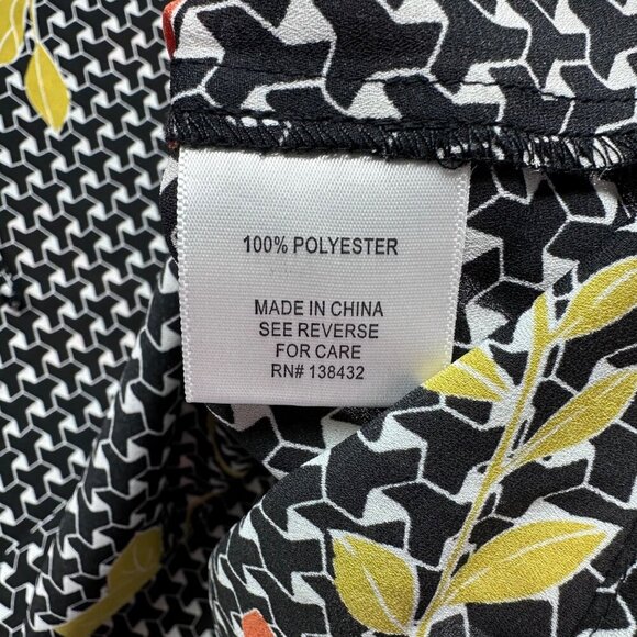 ModCloth Womens Floral Geometric Print Bell Sleeve Top Blouse Size M Retro Black - Picture 6 of 11